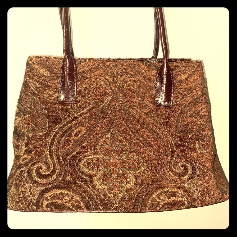 Vintage Brown Fossil Tapestry Shoulder Bag
